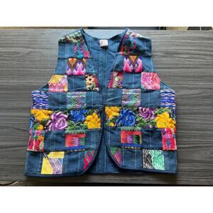 Maya Works Embroidered Vest Guatemala Large Vintage